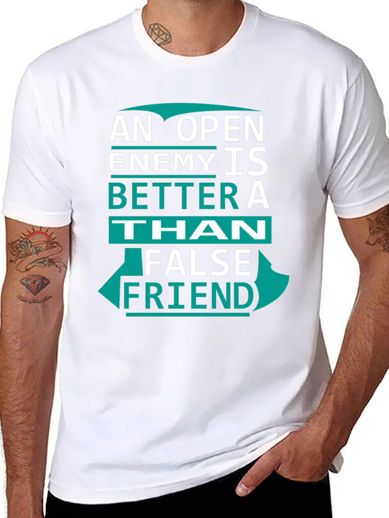 Open Enemy Tee: Better Than False Friend Graphic T-Shirt