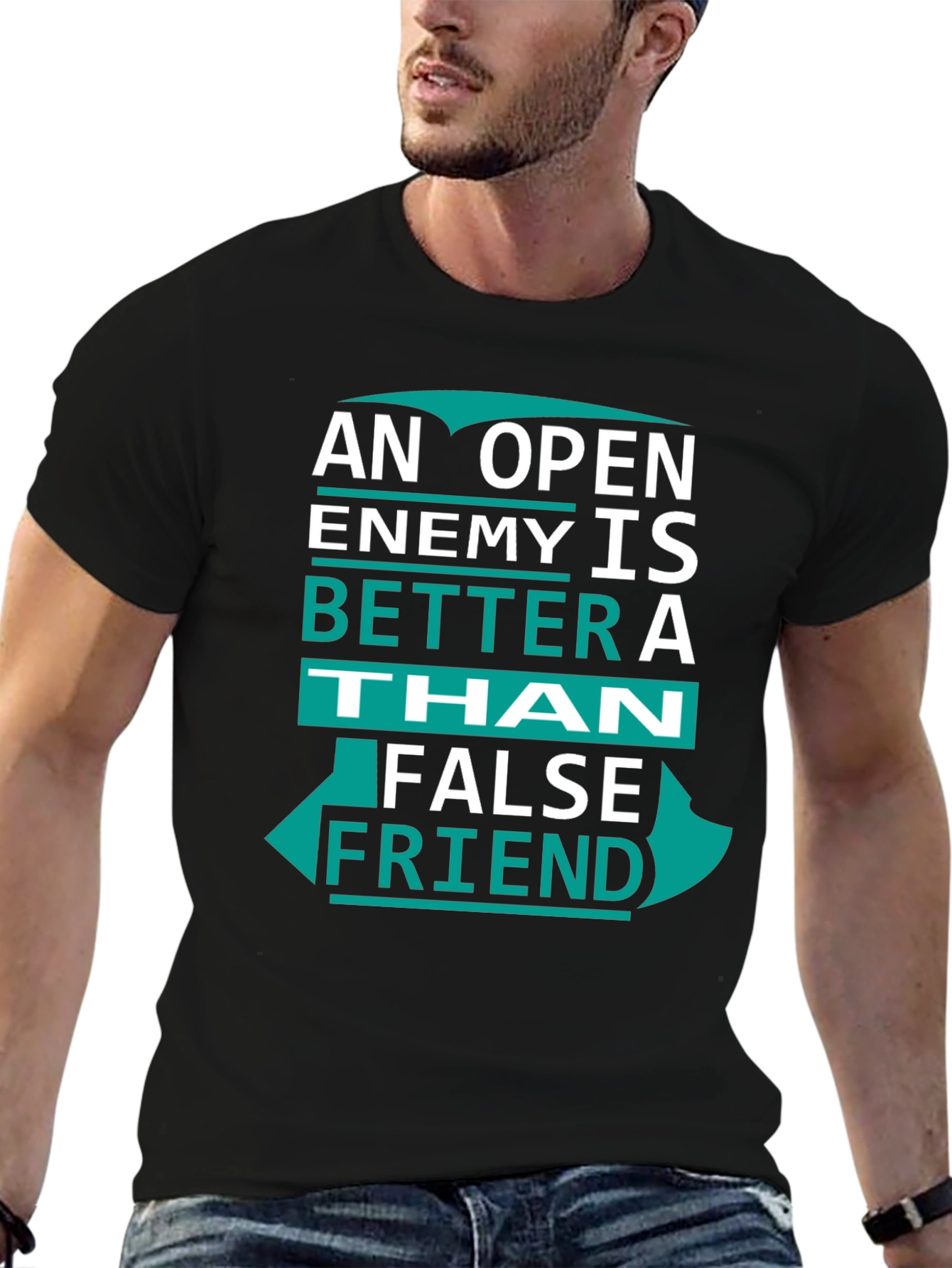 Open Enemy Tee: Better Than False Friend Graphic T-Shirt