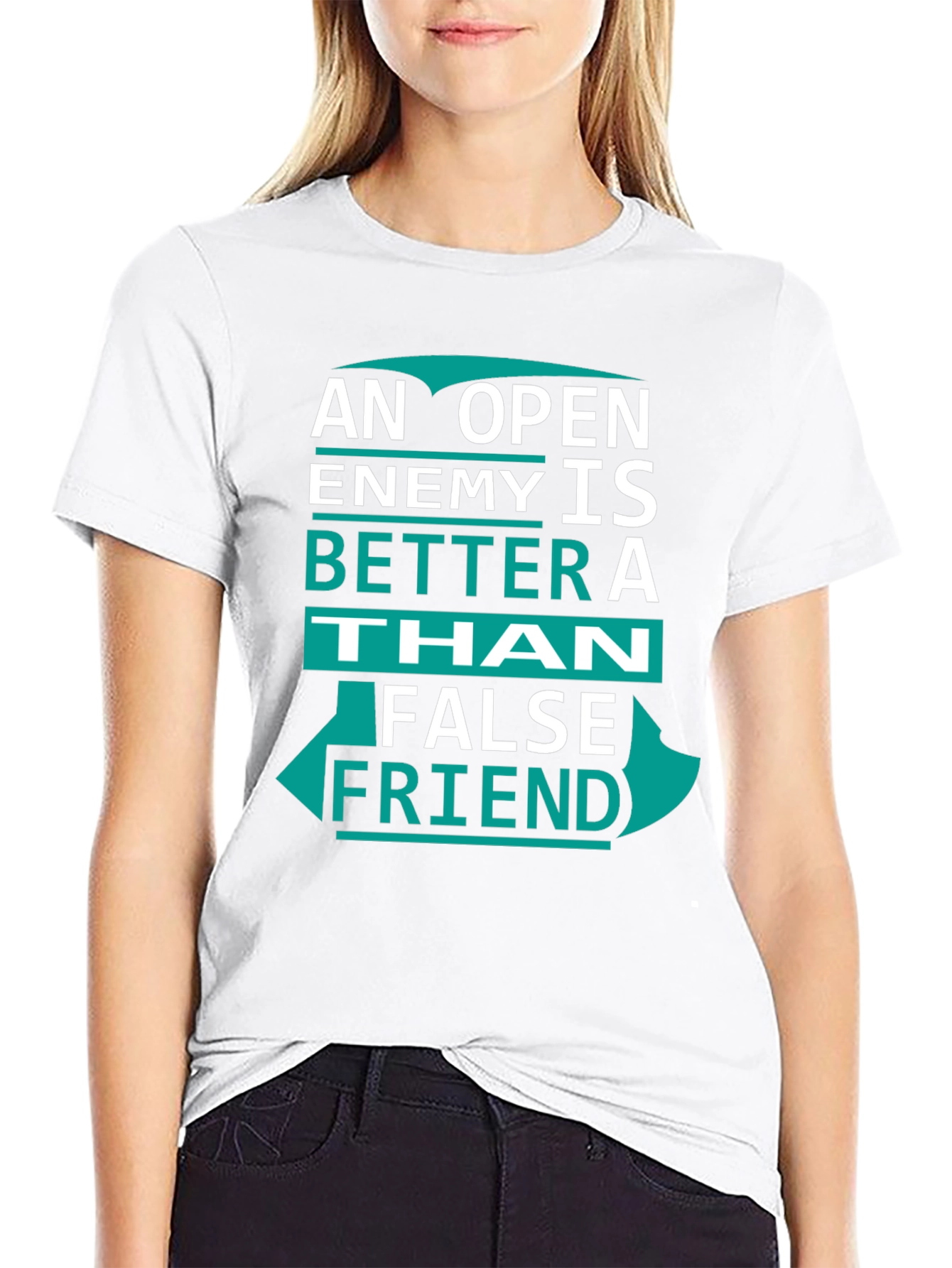 Open Enemy Tee: Better Than False Friend Graphic T-Shirt