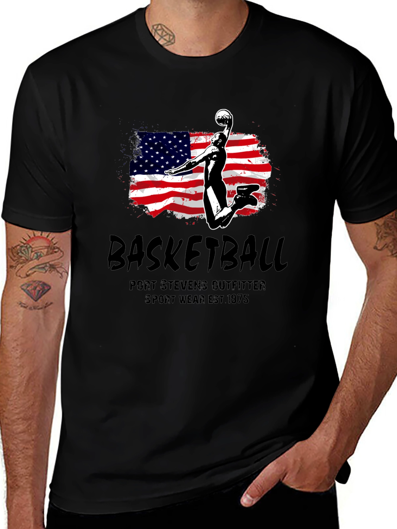 Basketball USA Flag Graphic T-Shirt
