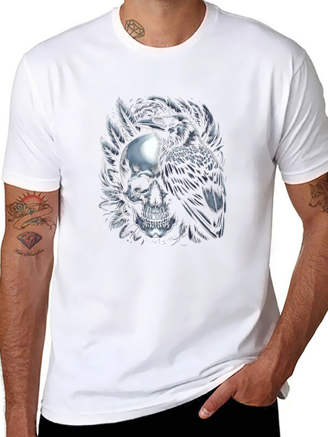 Raven Skull T-Shirt - Gothic Style