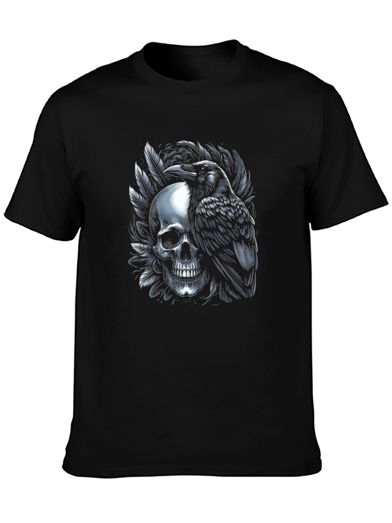 Raven Skull T-Shirt - Gothic Style