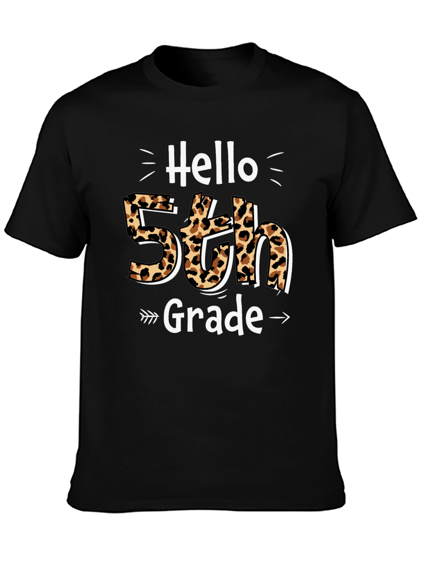 Hello 5th Grade Leopard Print T-Shirt