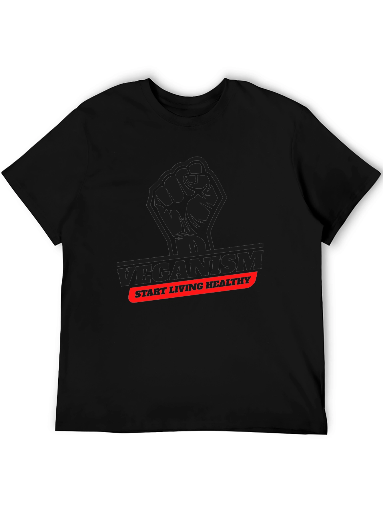 Veganism Start Living Healthy Black T-Shirt