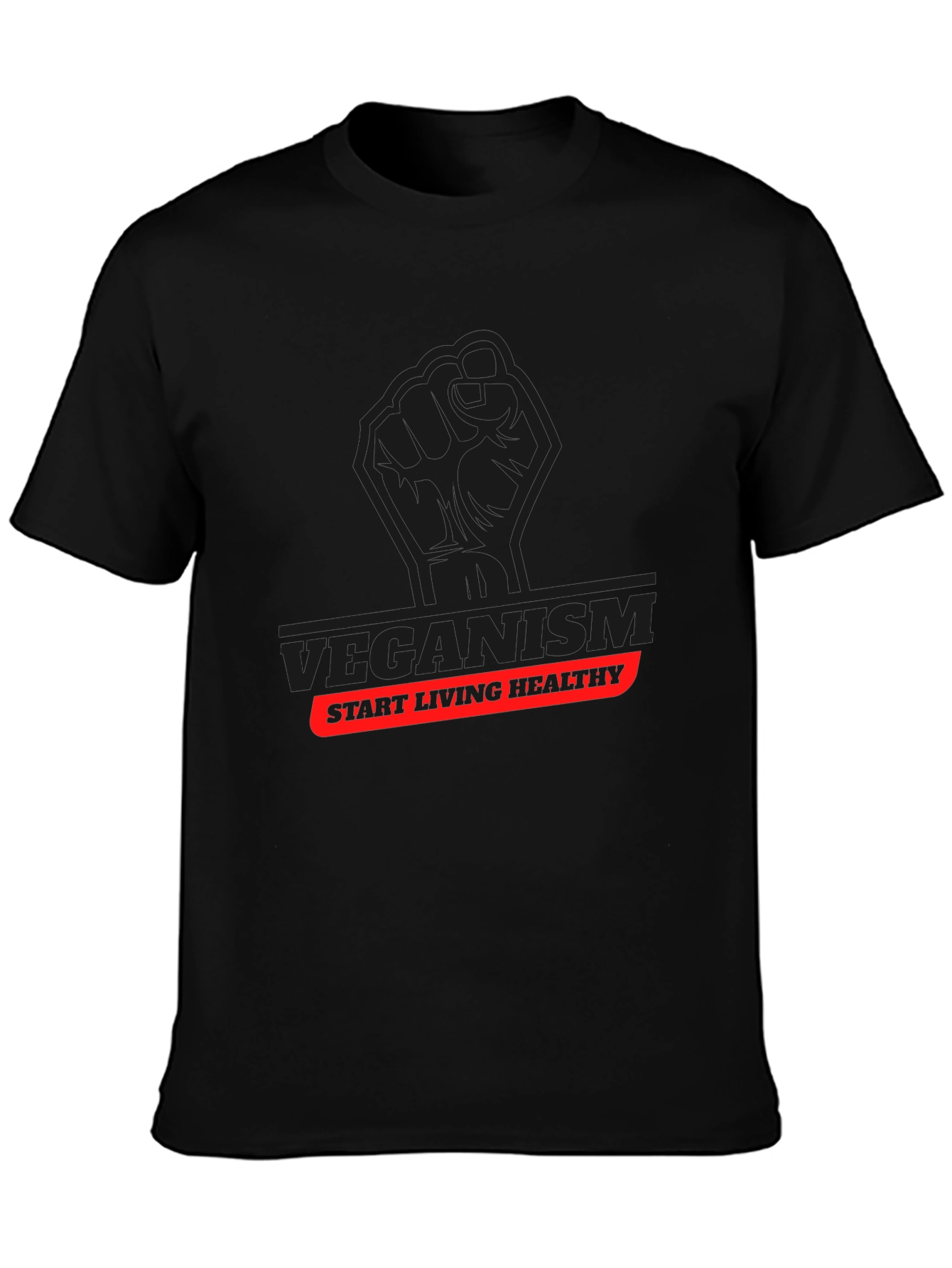 Veganism Start Living Healthy Black T-Shirt