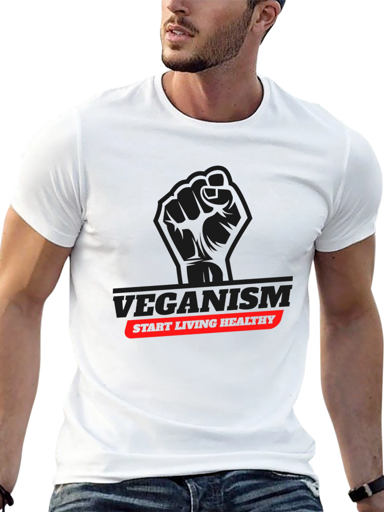 Veganism Start Living Healthy Black T-Shirt