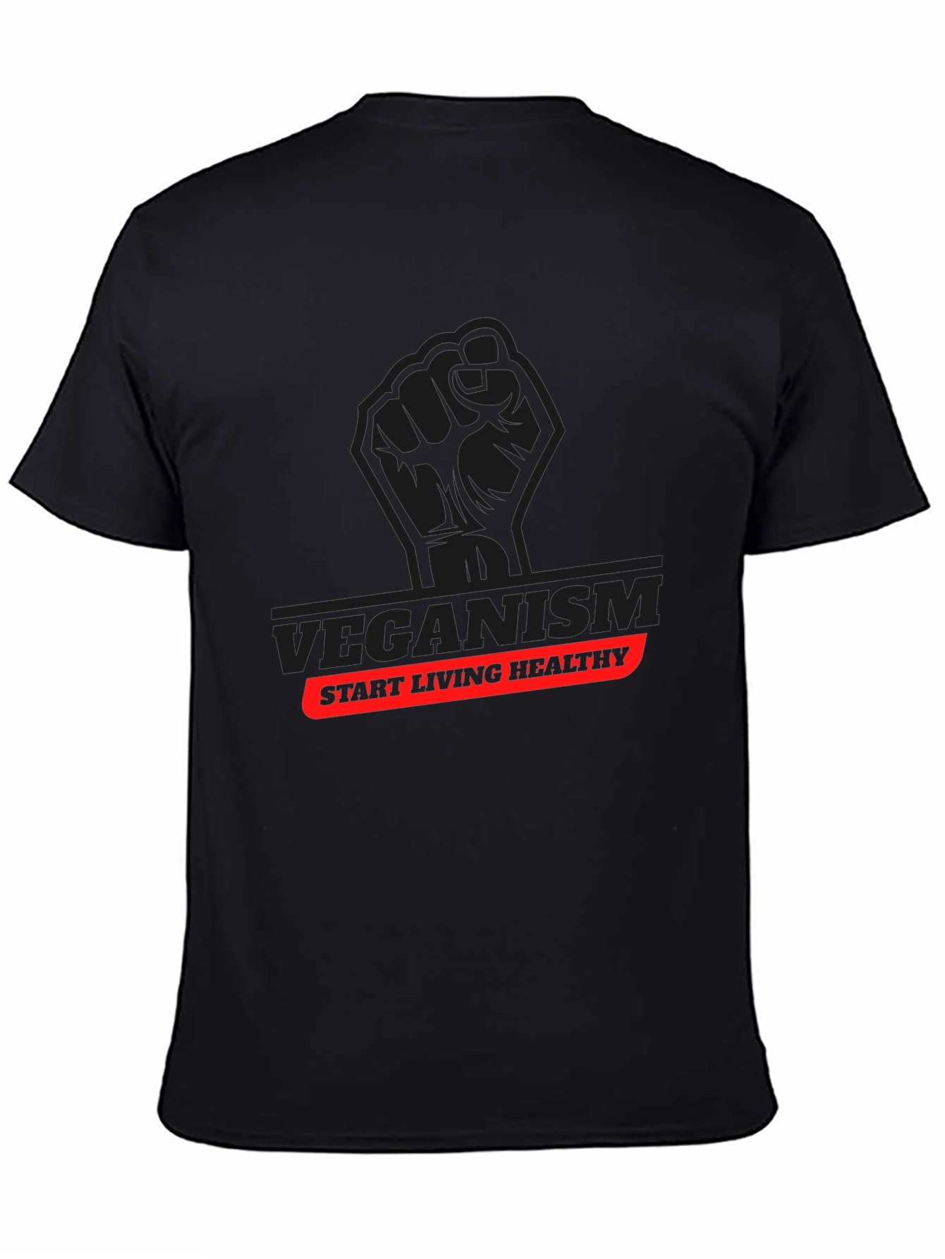 Veganism Start Living Healthy Black T-Shirt