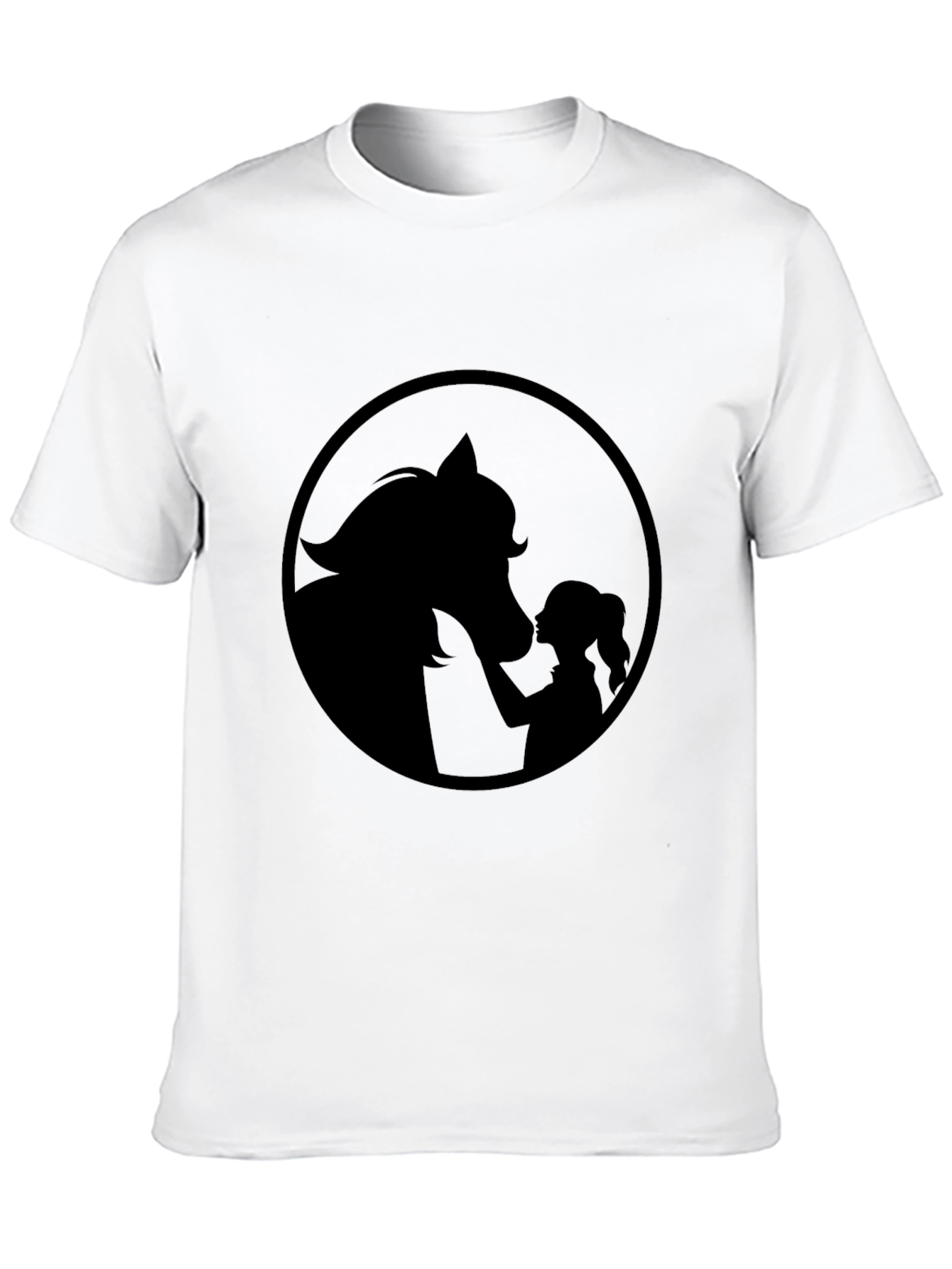 Black Tee with Horse & Girl Graphic