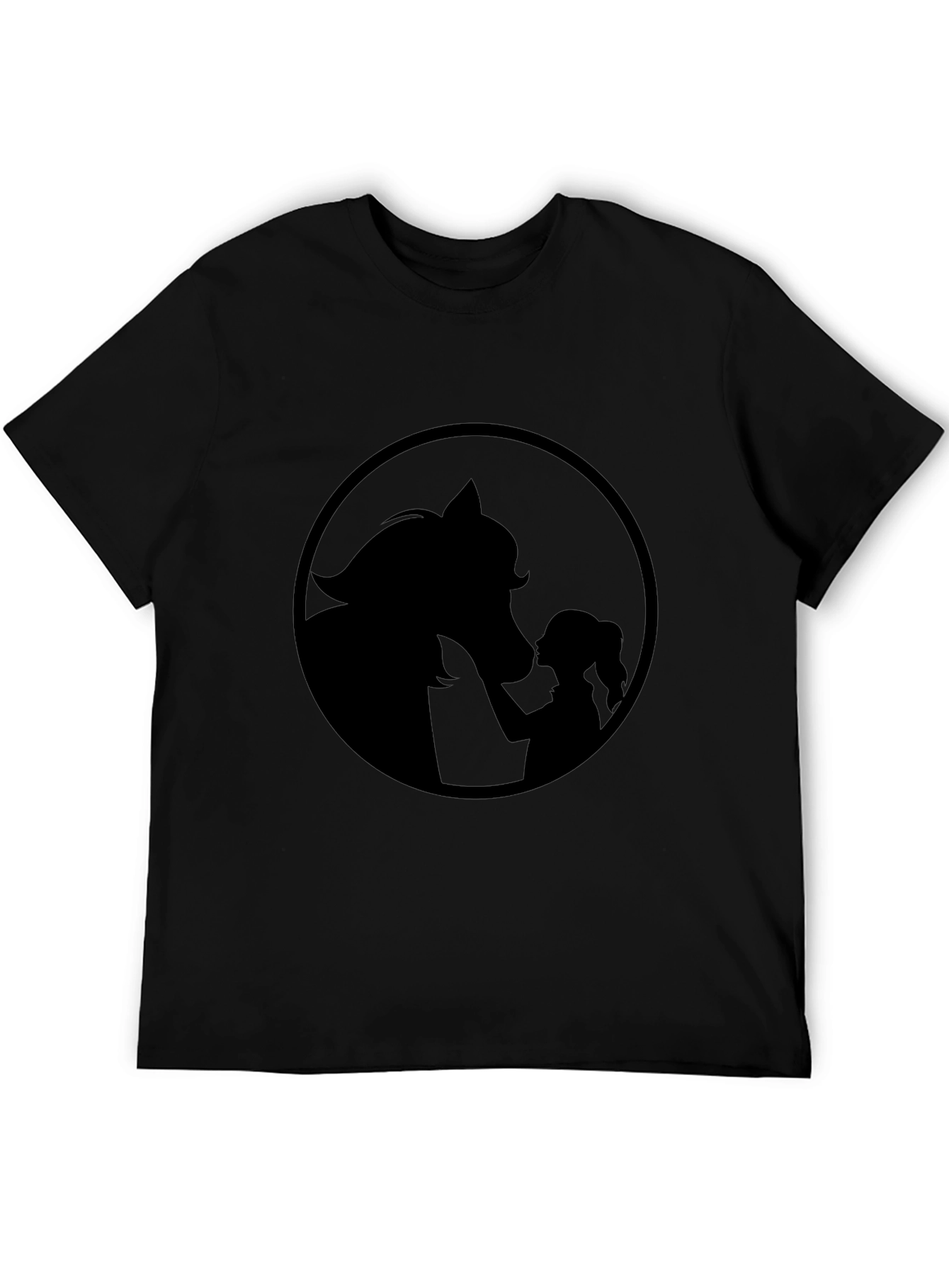 Black Tee with Horse & Girl Graphic