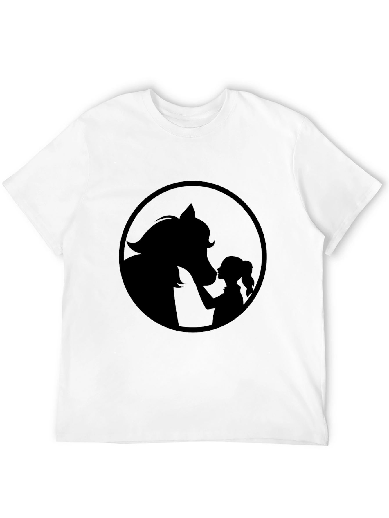 Black Tee with Horse & Girl Graphic