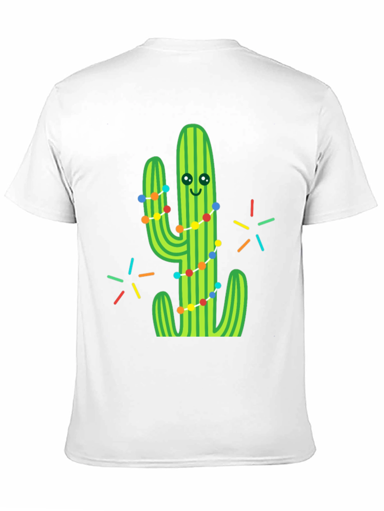 Festive Cactus Graphic Tee - Black Cotton T-Shirt