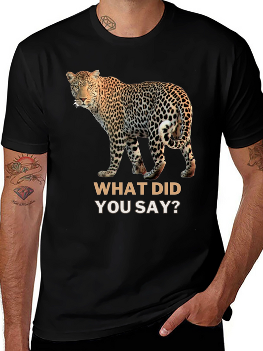 Leopard What Did You Say? Black T-Shirt