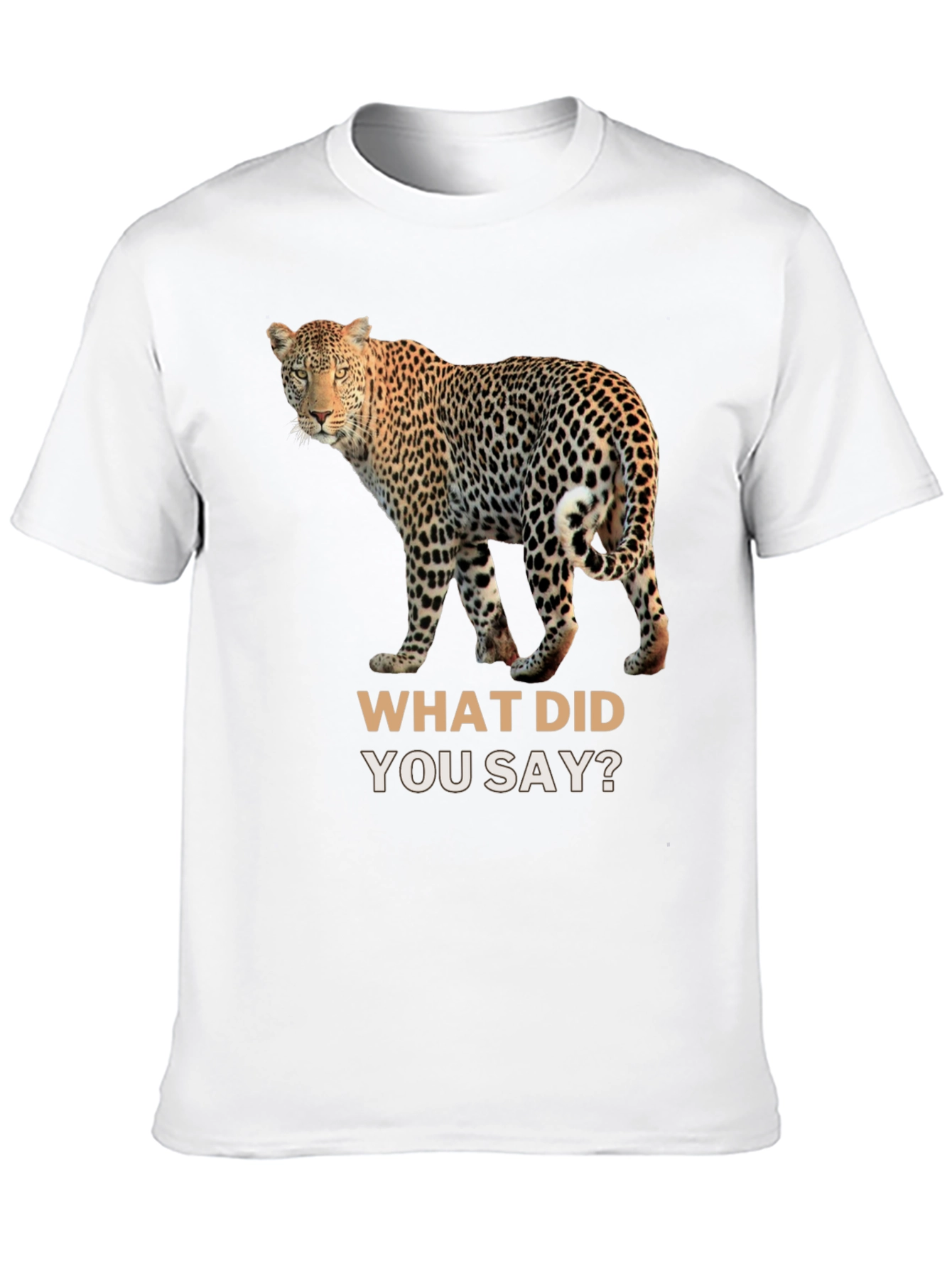 Leopard What Did You Say? Black T-Shirt