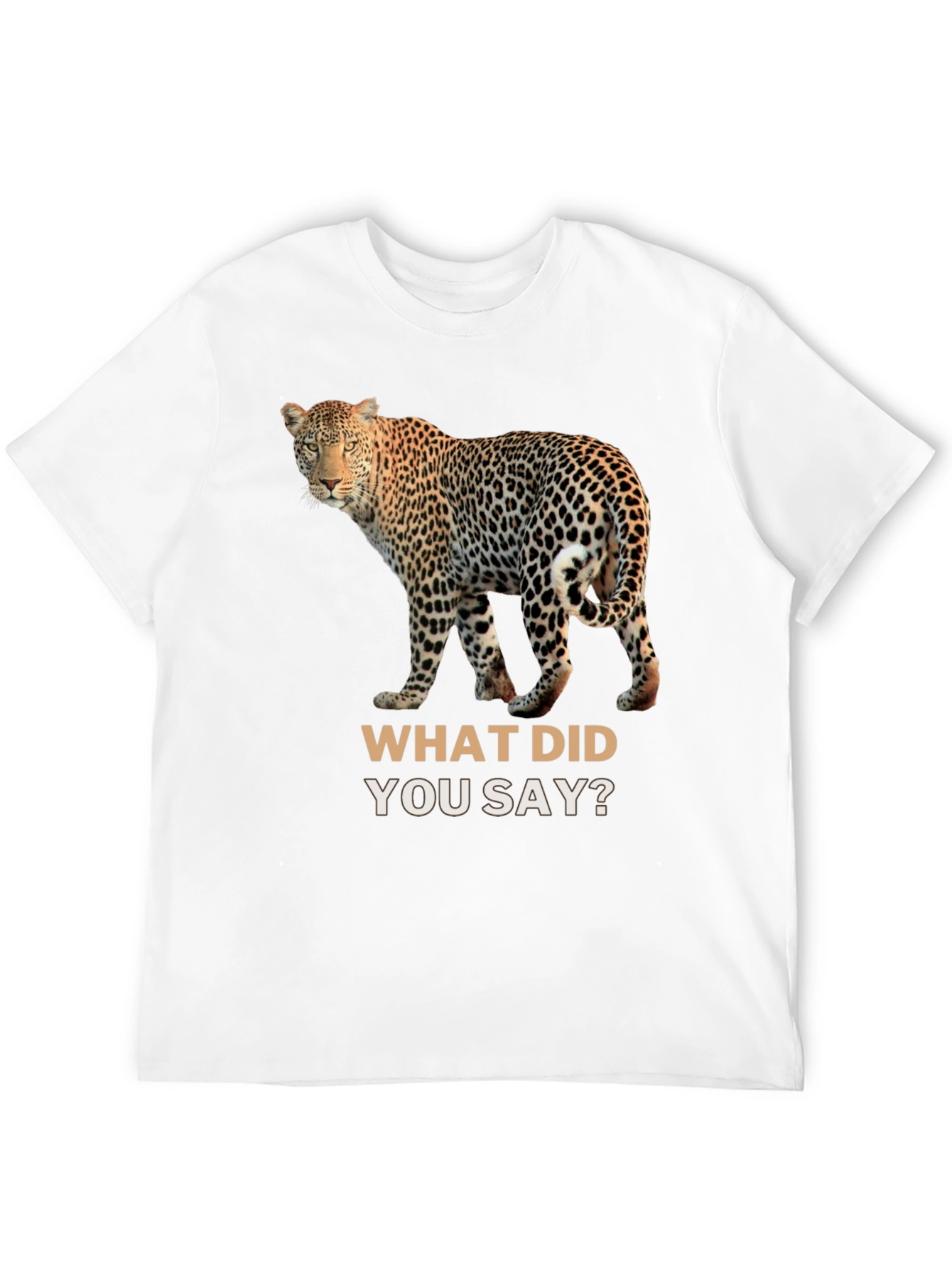 Leopard What Did You Say? Black T-Shirt