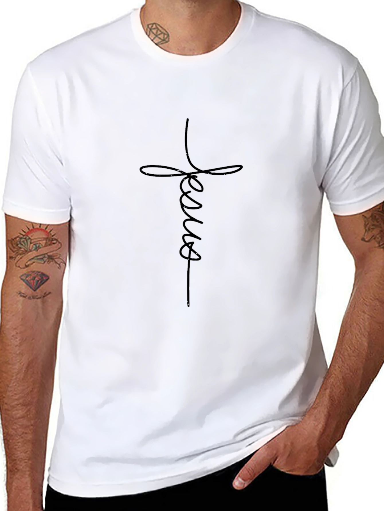 Jesus Cross Graphic Black T-Shirt