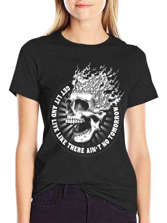 Skull & Flames Graphic T-Shirt - Live for Today