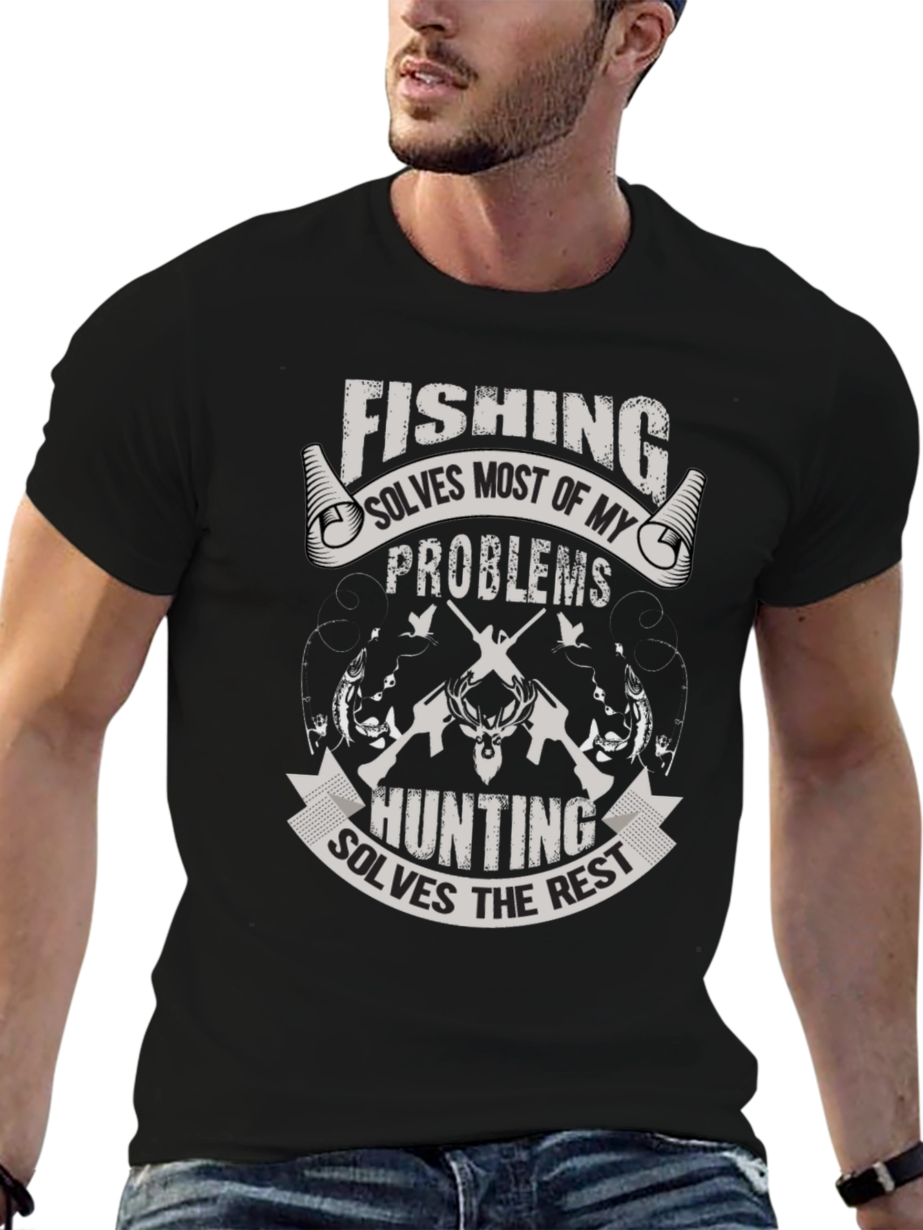 Fishing & Hunting Mens Graphic T-Shirt