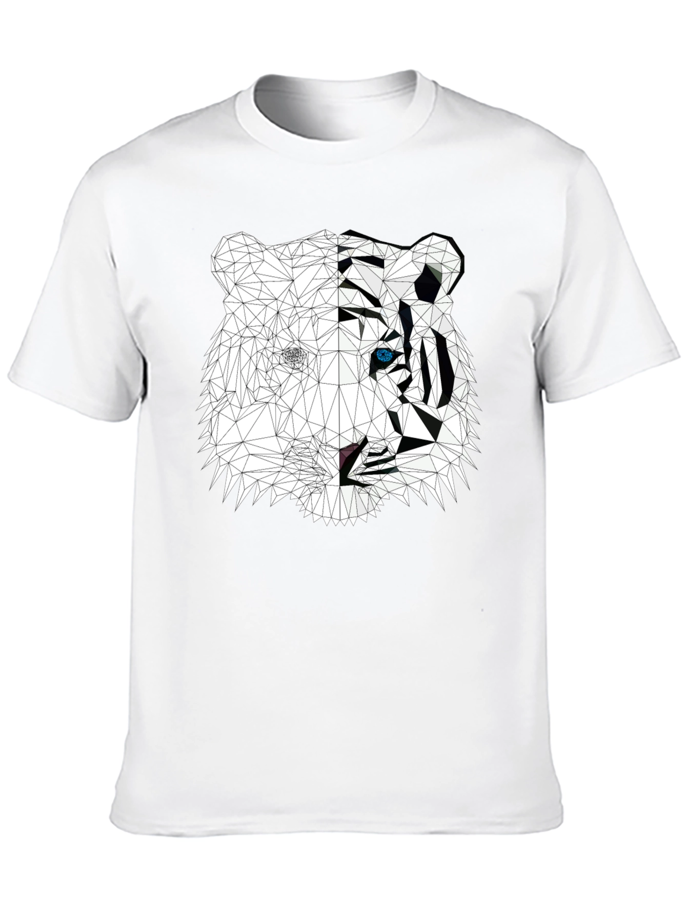 Geometric Tiger Graphic Print Black T-Shirt