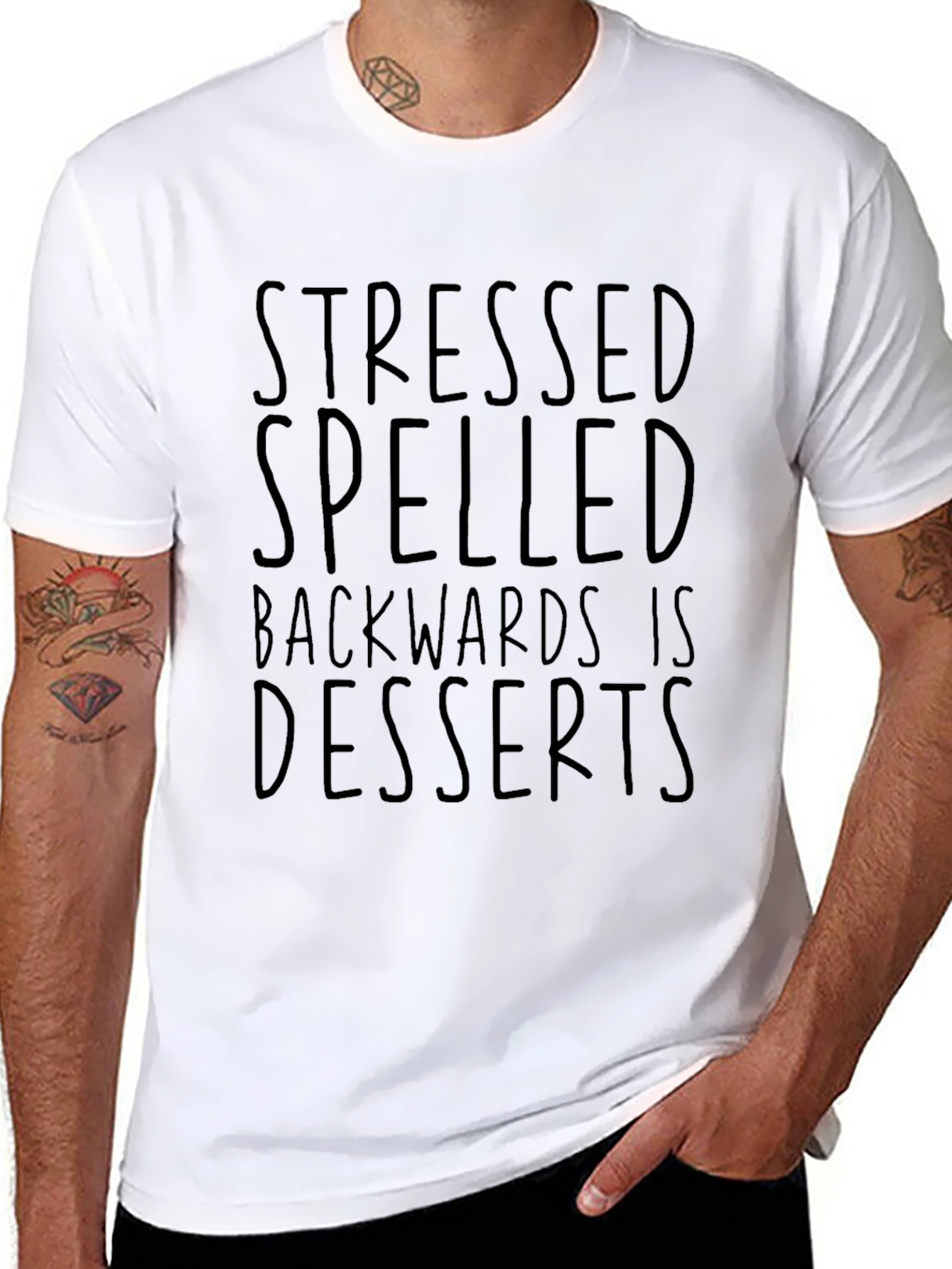 Stressed Spelled Backwards T-Shirt - Mens Funny Graphic Tee