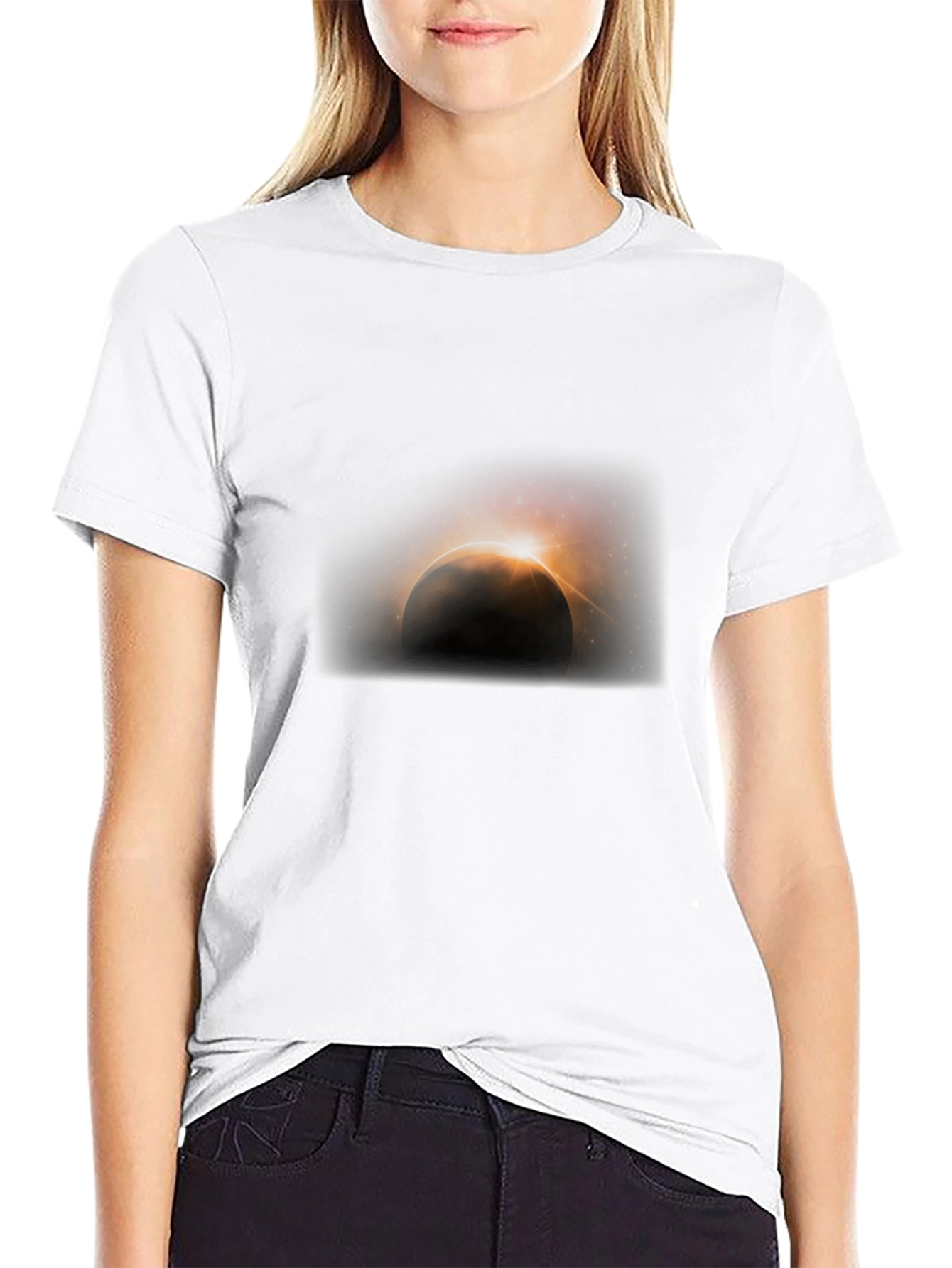 Solar Eclipse Graphic Tee - Black Cotton Shirt