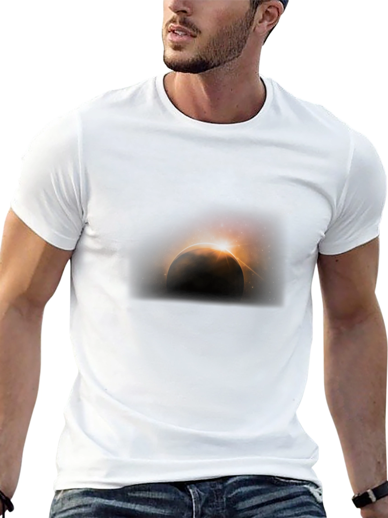 Solar Eclipse Graphic Tee - Black Cotton Shirt