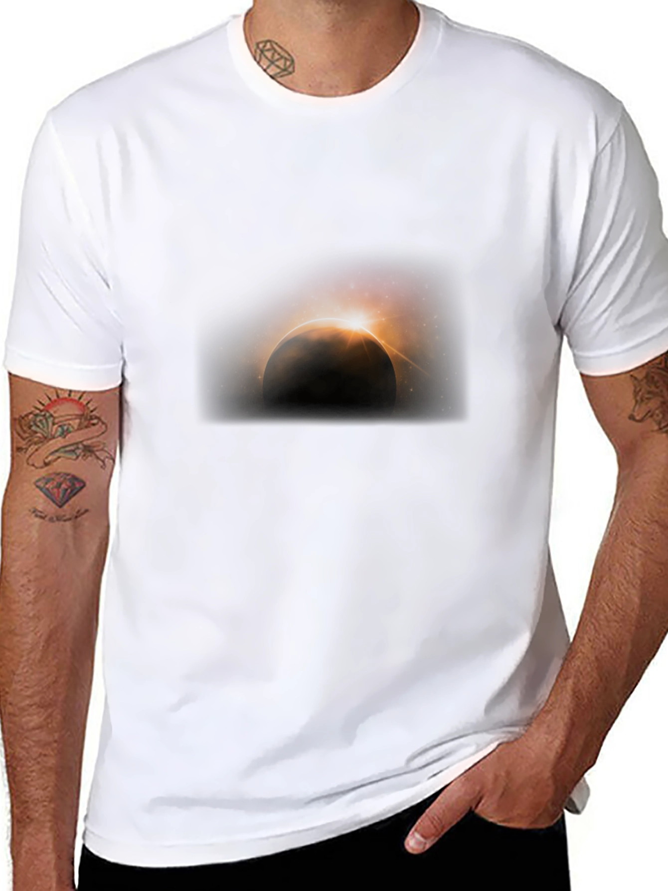 Solar Eclipse Graphic Tee - Black Cotton Shirt