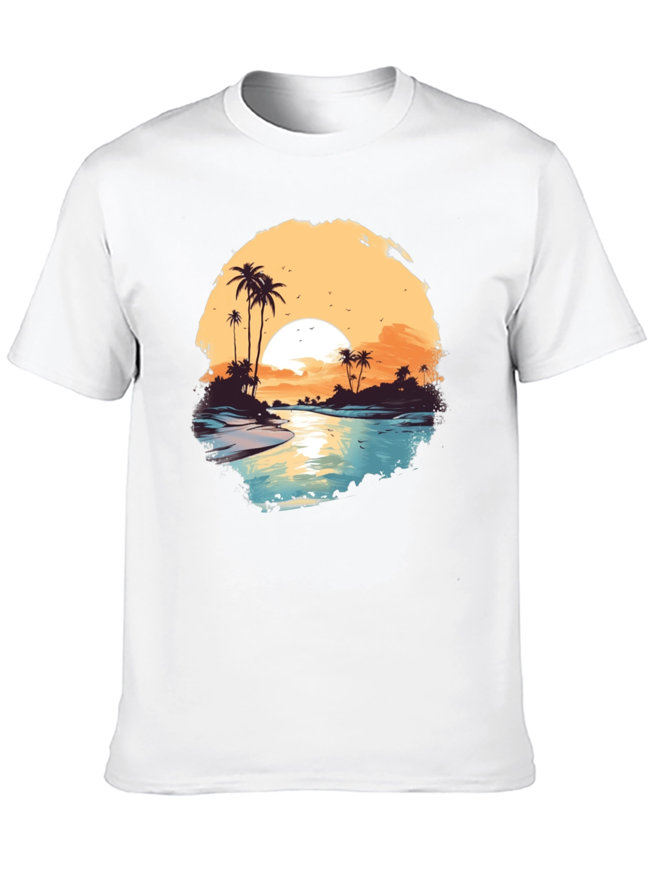 Tropical Sunset Graphic Tee - Black