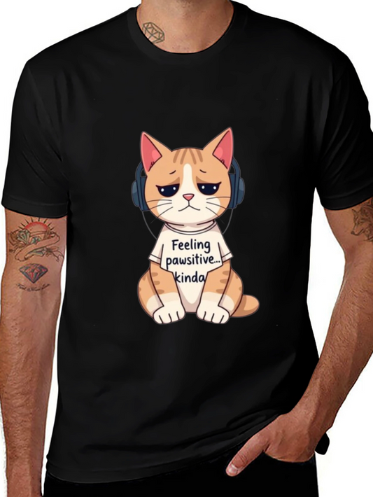 Feeling Pawsitive Cat T-Shirt - Unisex Black Tee