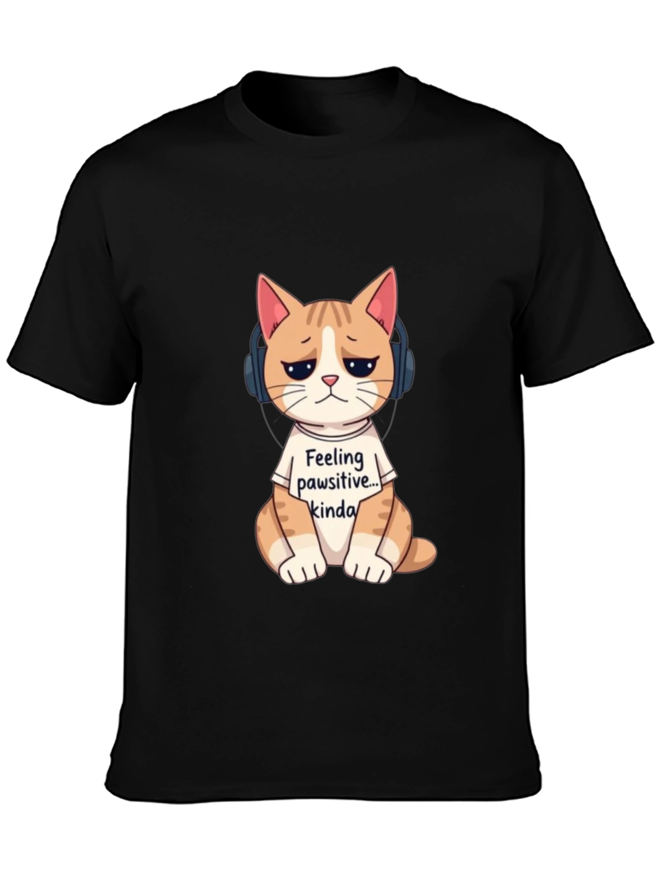 Feeling Pawsitive Cat T-Shirt - Unisex Black Tee