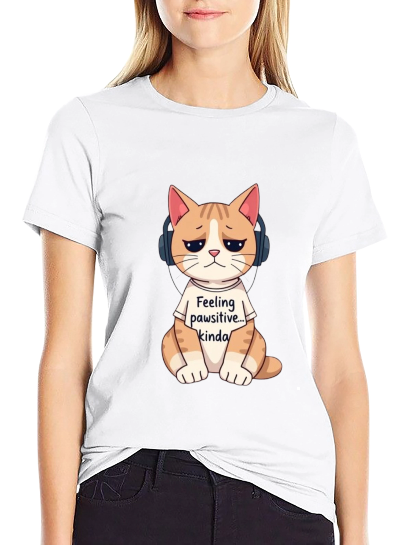Feeling Pawsitive Cat T-Shirt - Unisex Black Tee