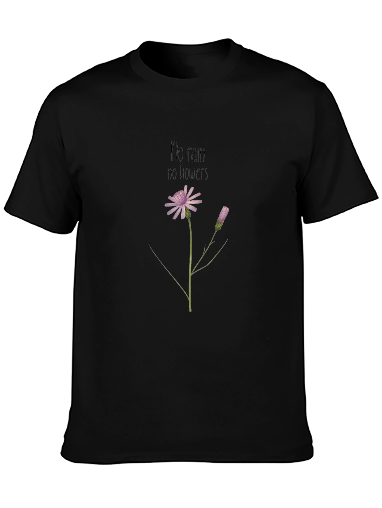 Inspirational Flower Graphic Black T-Shirt