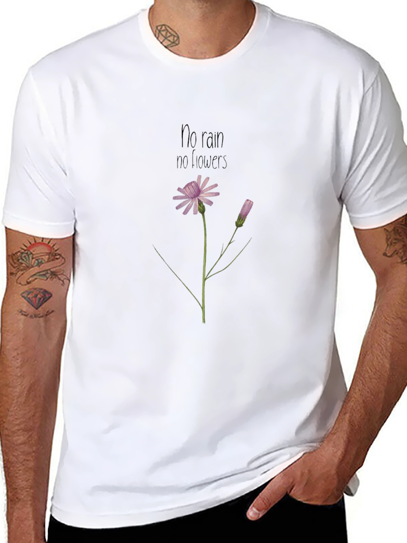 Inspirational Flower Graphic Black T-Shirt