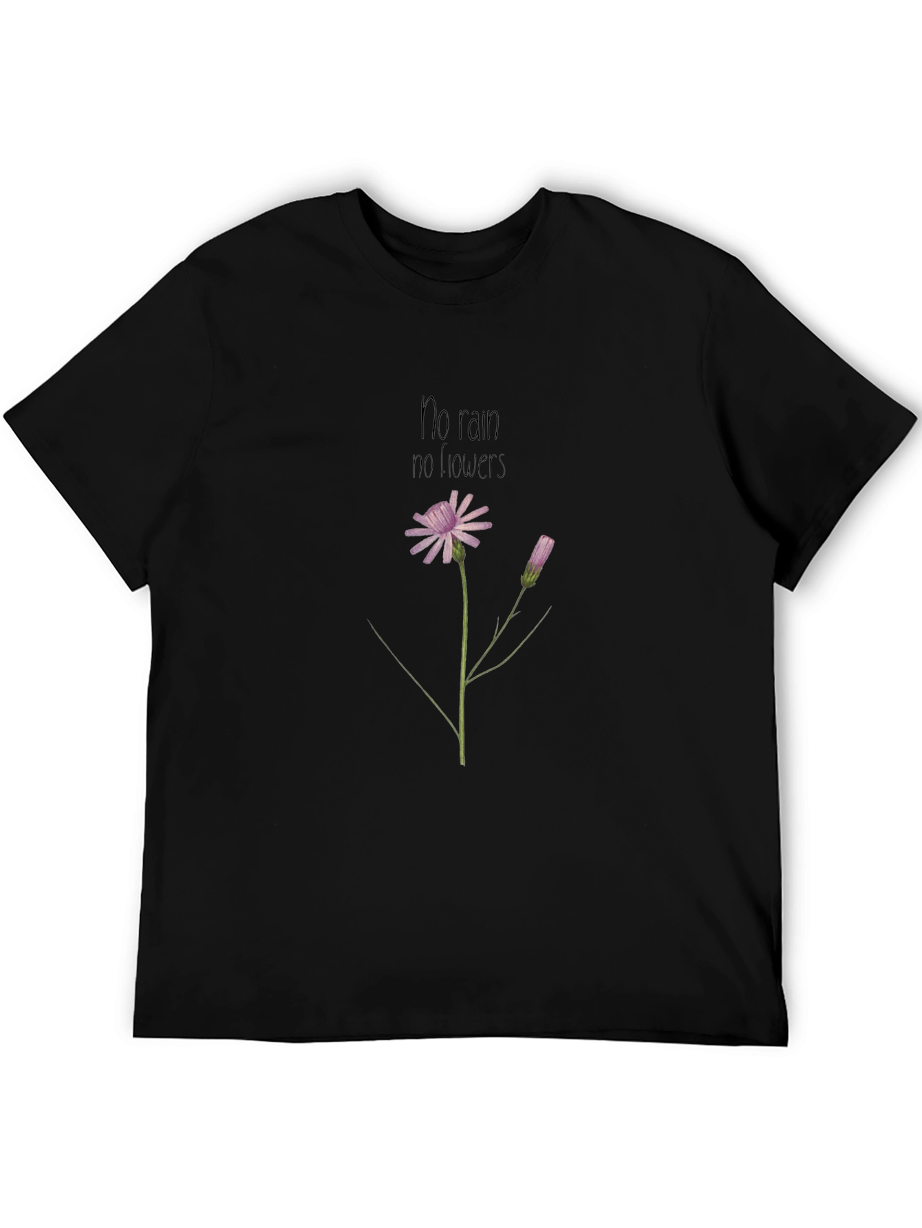 Inspirational Flower Graphic Black T-Shirt