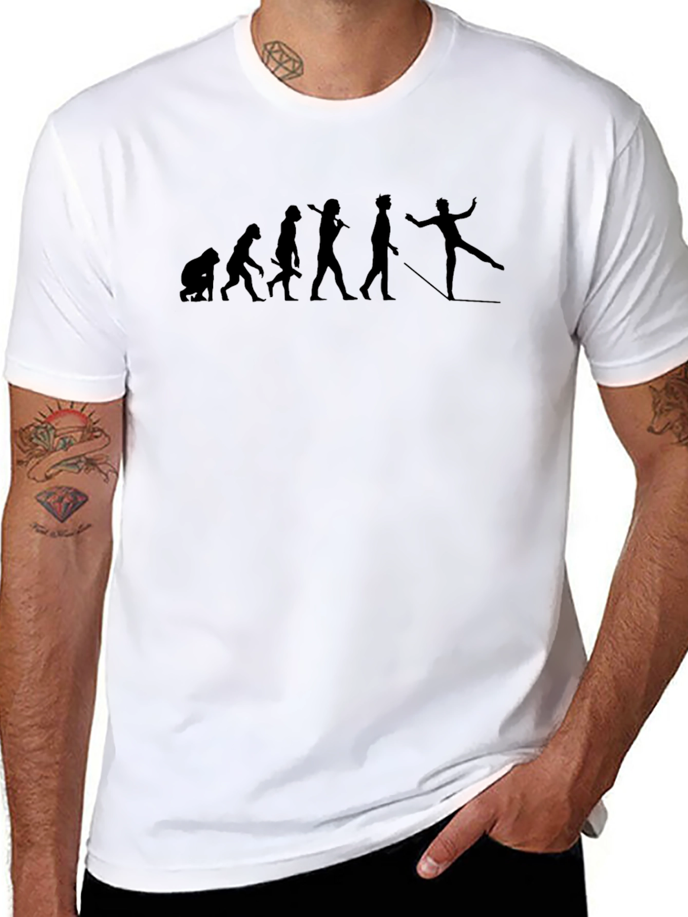Evolution of Skier Black Graphic T-Shirt