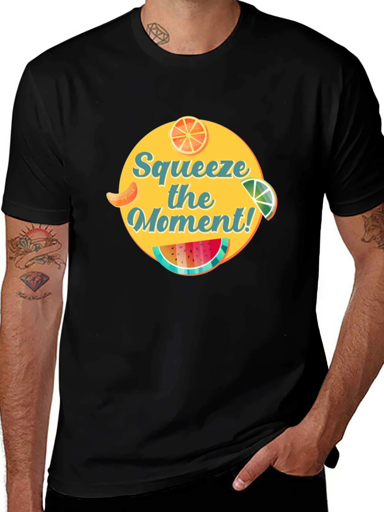Squeeze the Moment Graphic Tee -  Mens Black T-Shirt
