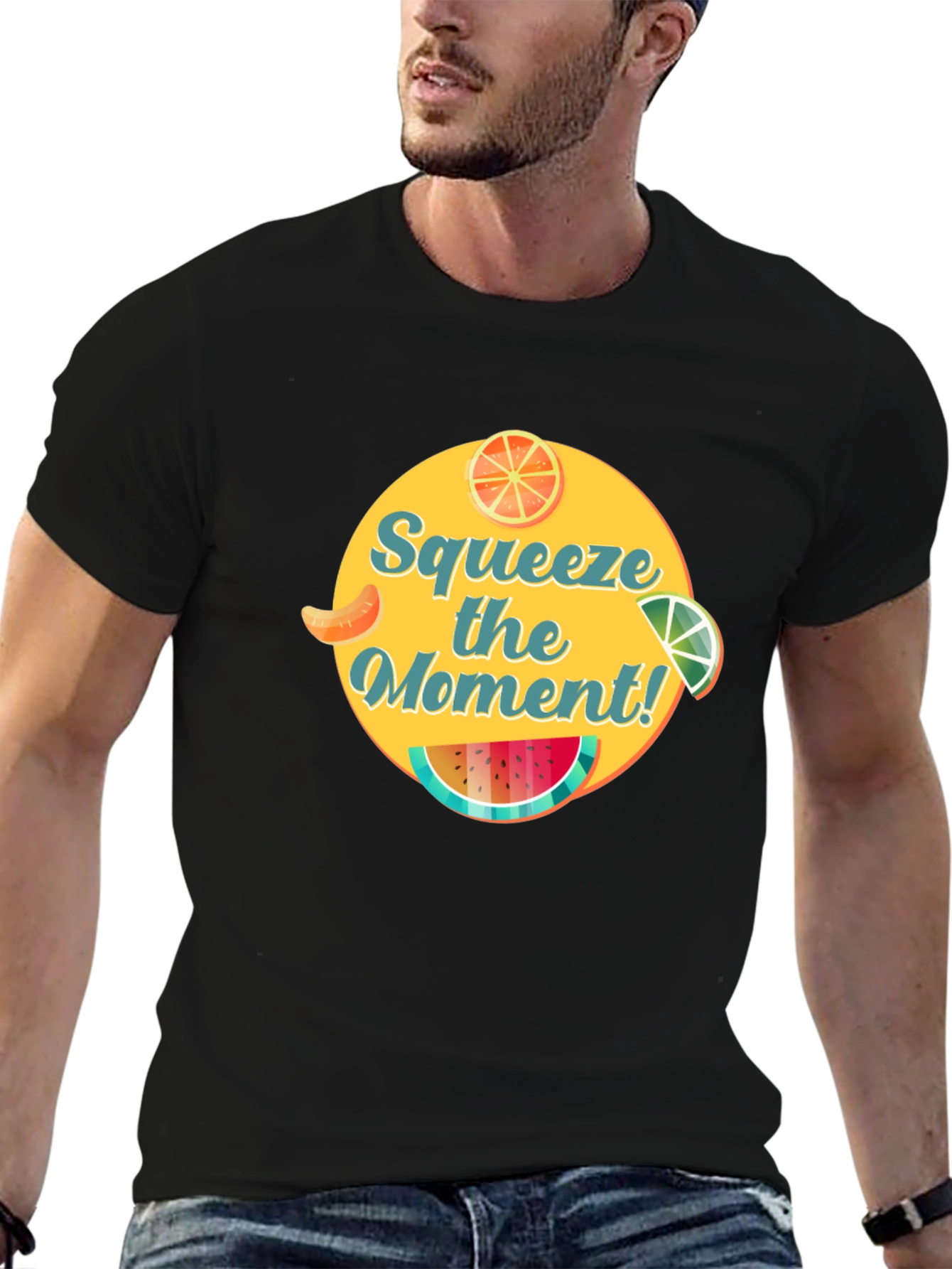 Squeeze the Moment Graphic Tee -  Mens Black T-Shirt
