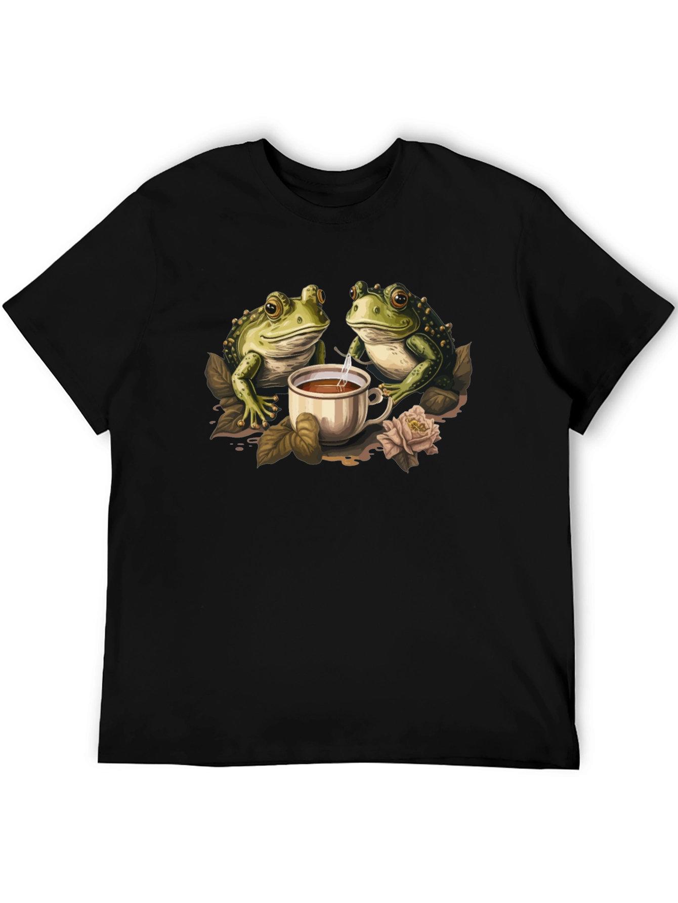 Frog Tea Party Graphic Tee - Cute Amphibian Design