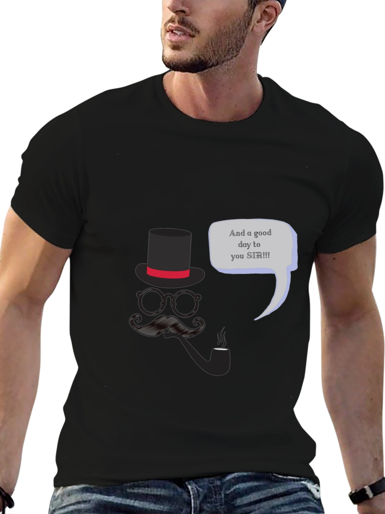 Gentlemans Good Day T-Shirt - Top Hat & Mustache