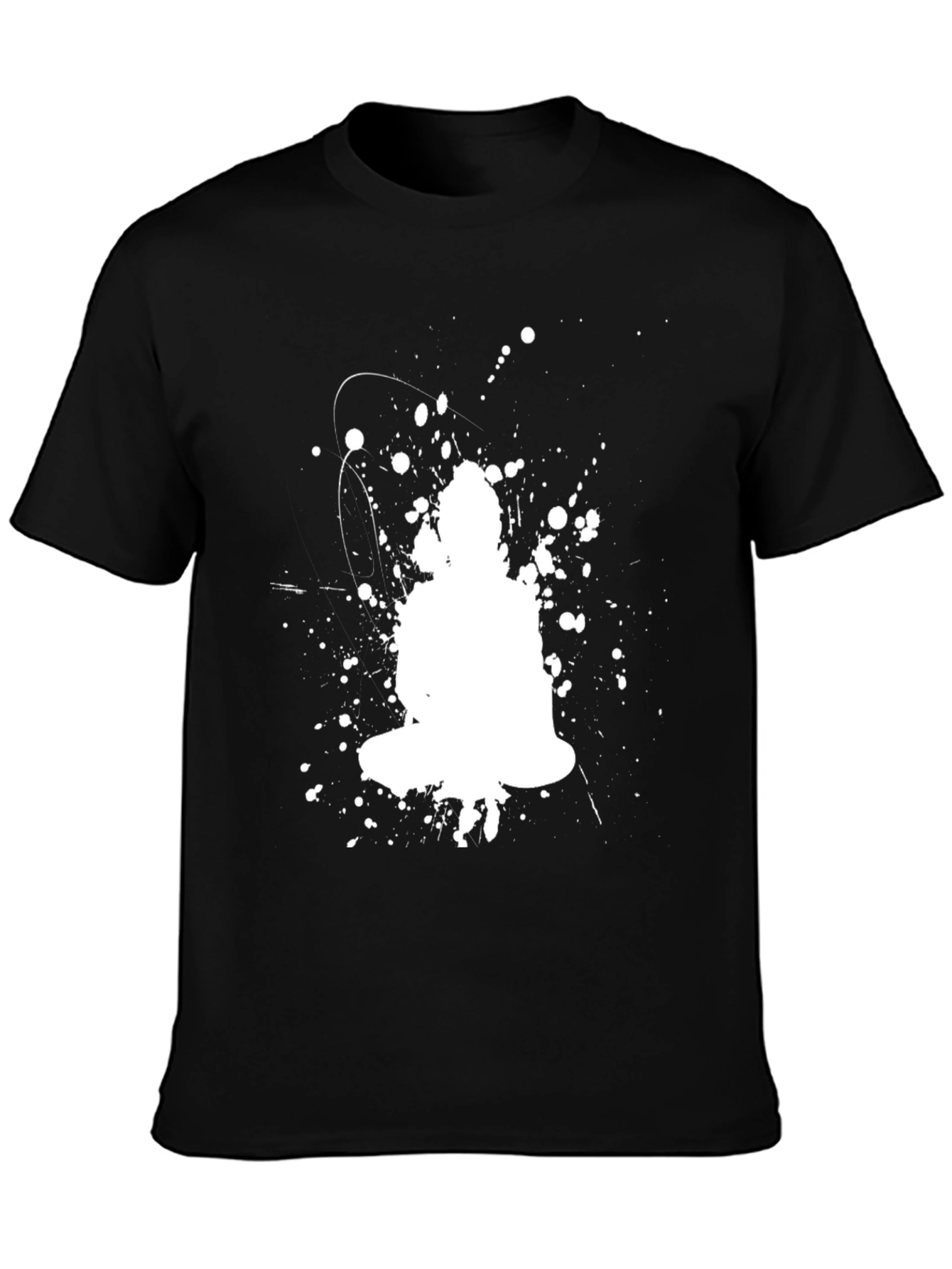 Buddha Splatter Graphic Black T-Shirt