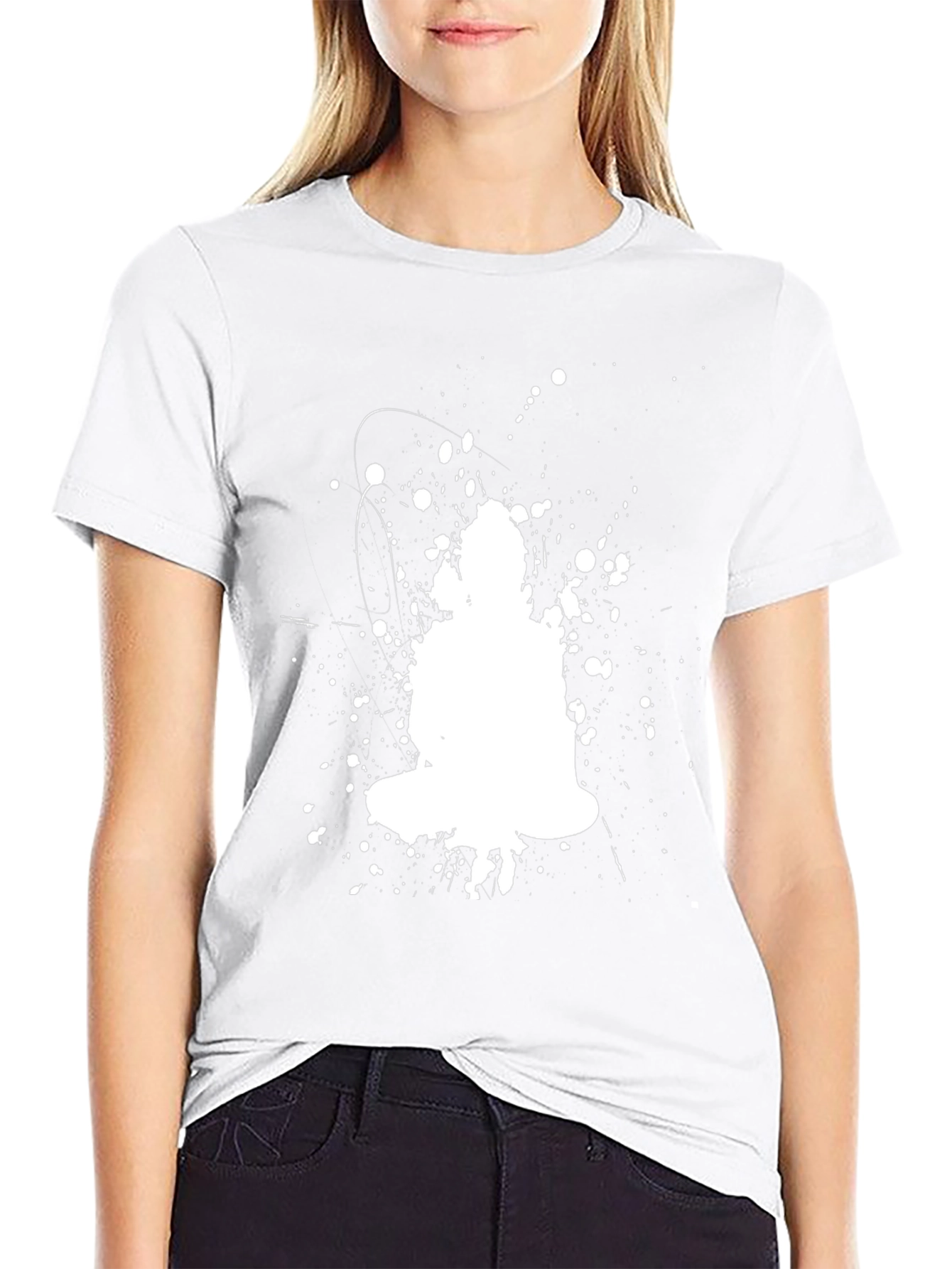 Buddha Splatter Graphic Black T-Shirt