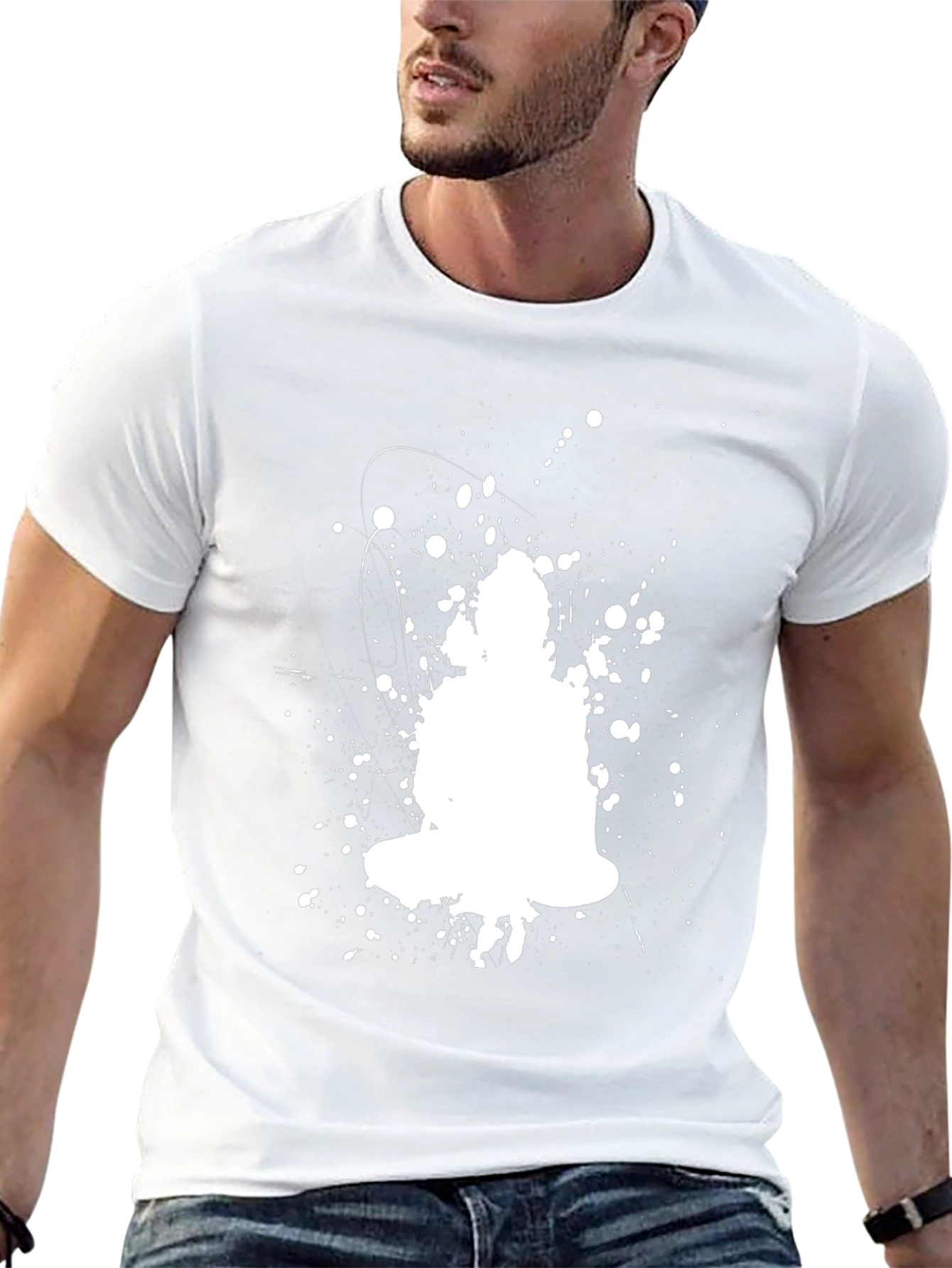 Buddha Splatter Graphic Black T-Shirt