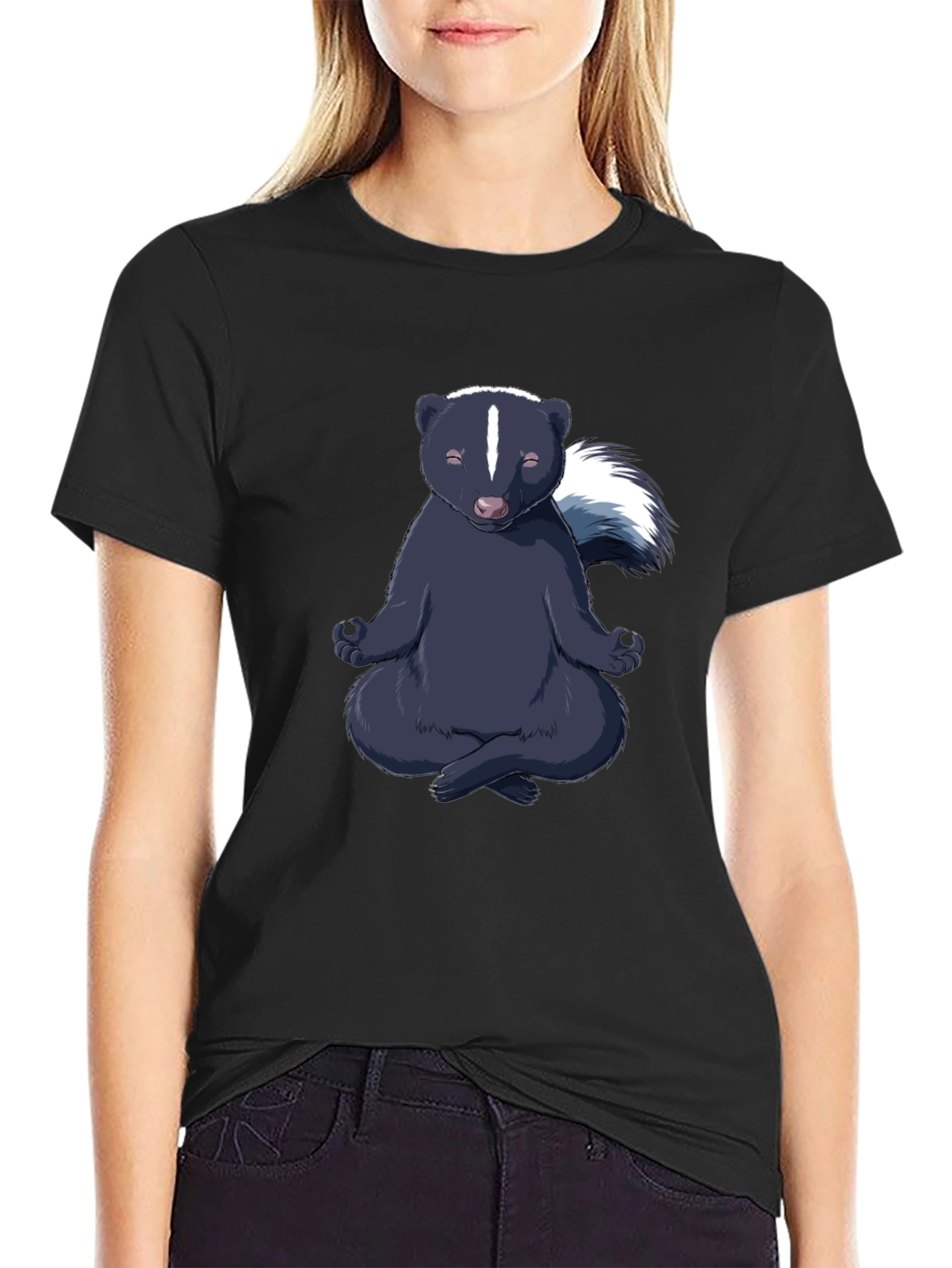 Zen Skunk T-Shirt - Meditating Animal Tee