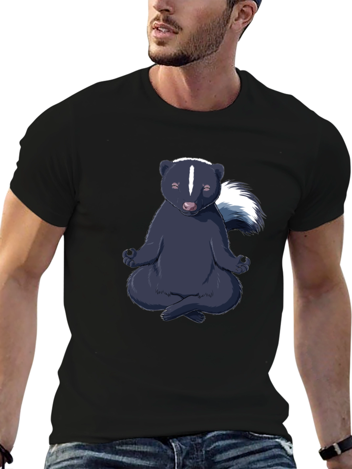 Zen Skunk T-Shirt - Meditating Animal Tee