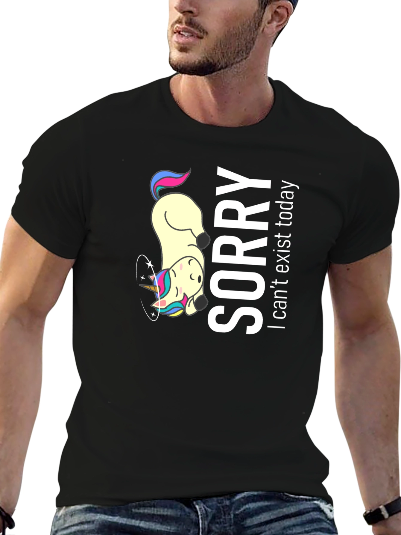 Sorry I Cant Exist Today Black T-Shirt