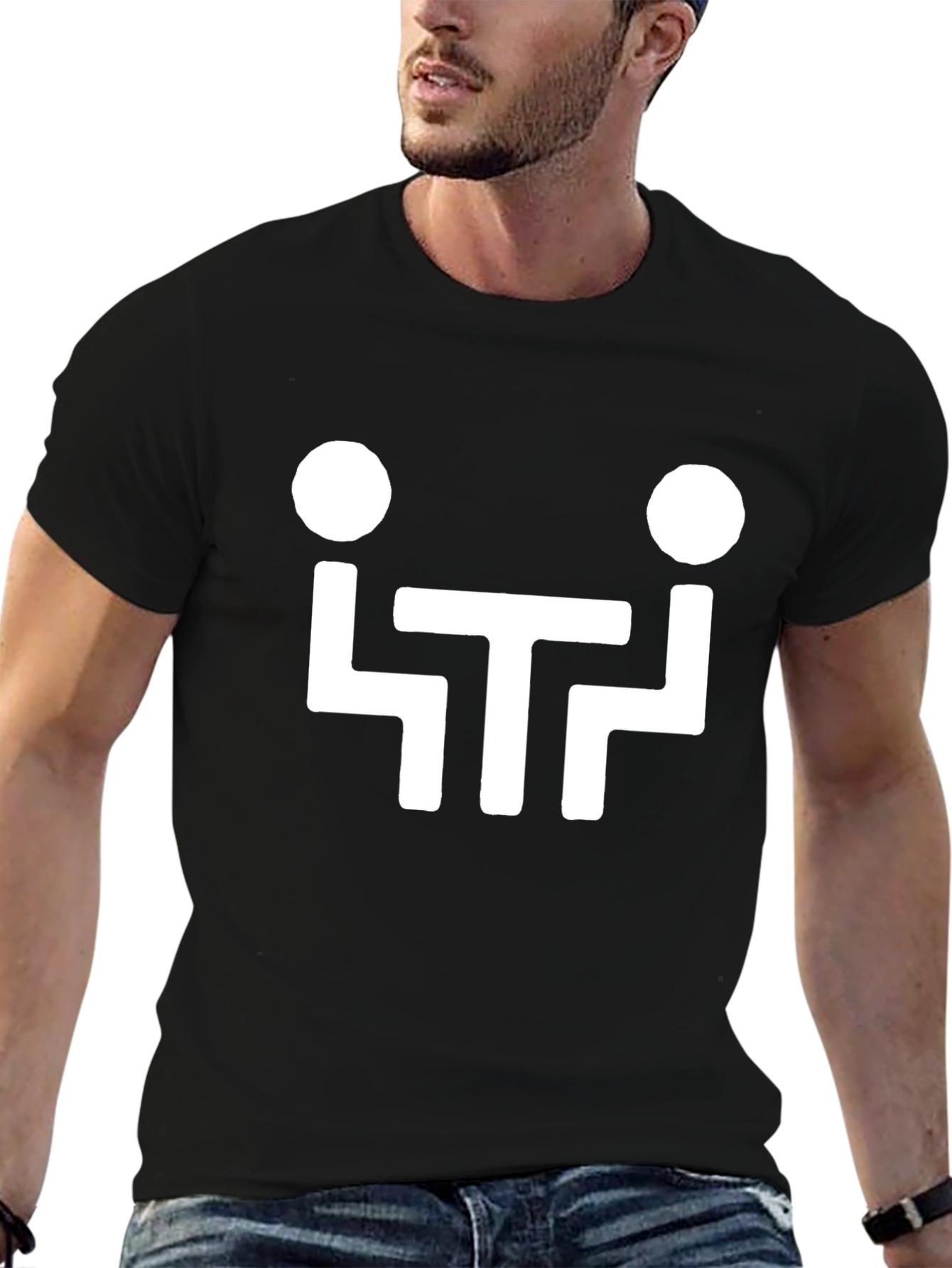 Abstract Face Graphic Tee - Unique Black Cotton T-Shirt