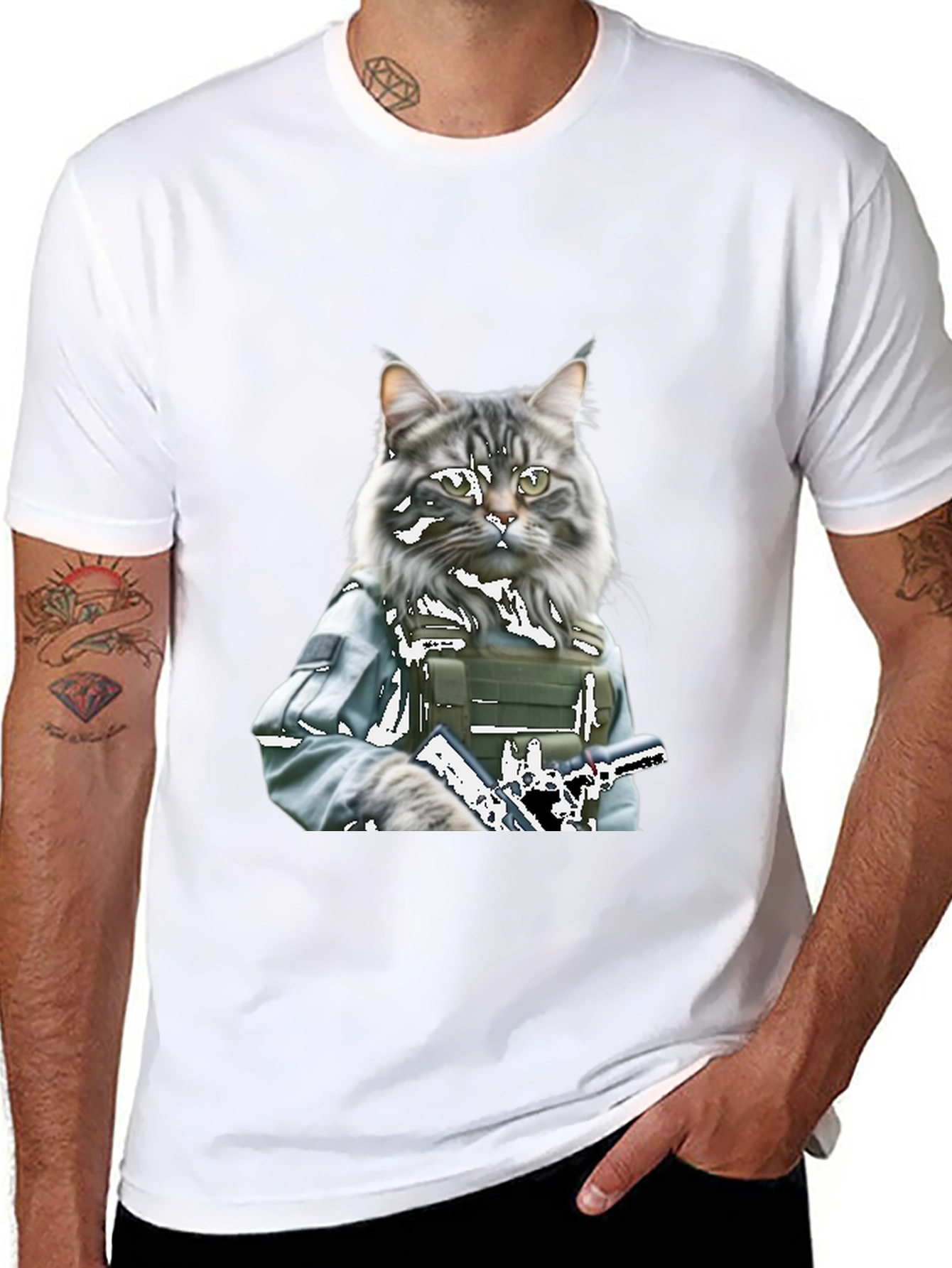 Tactical Cat T-Shirt - Military Style Graphic Tee