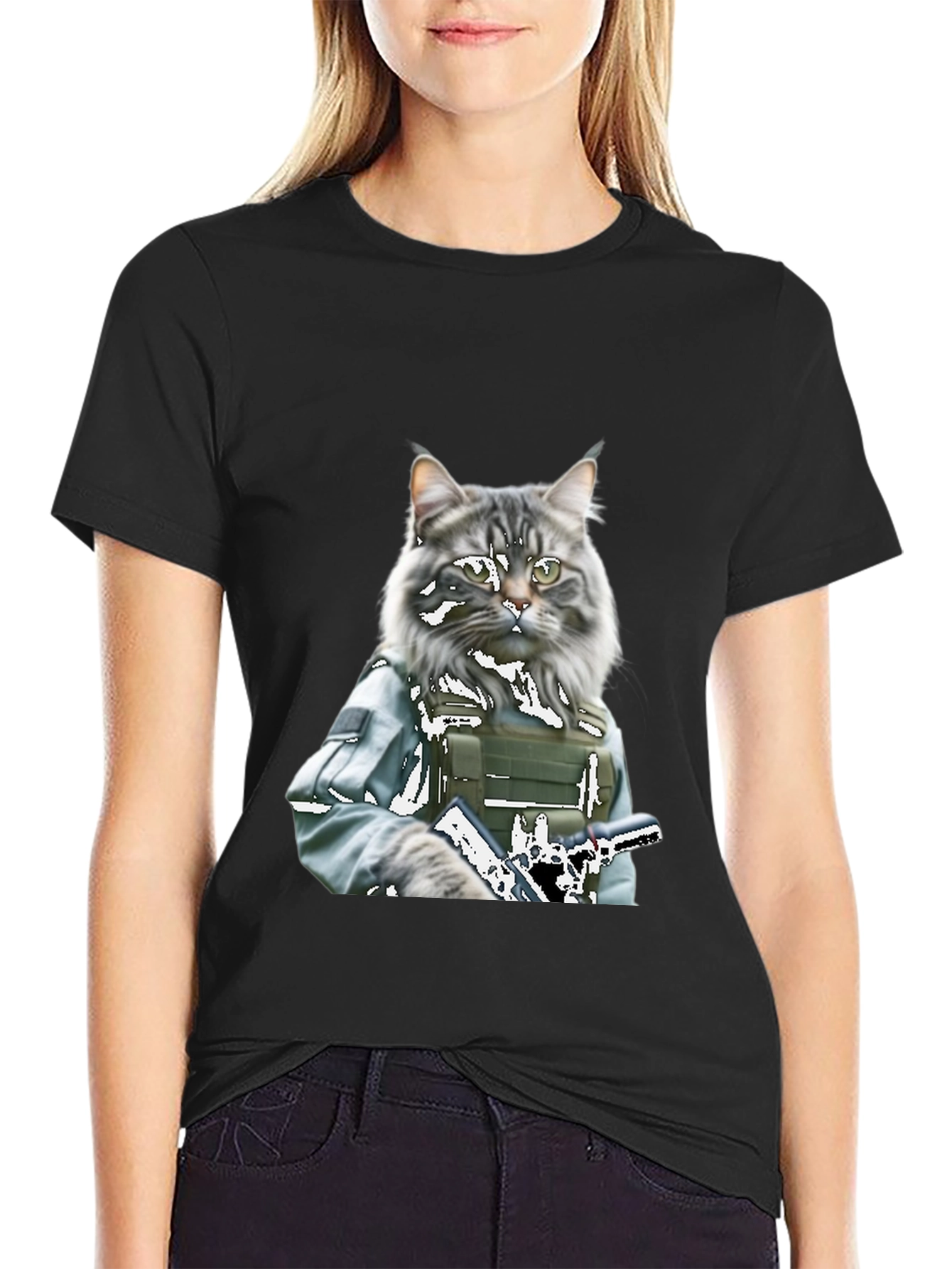 Tactical Cat T-Shirt - Military Style Graphic Tee