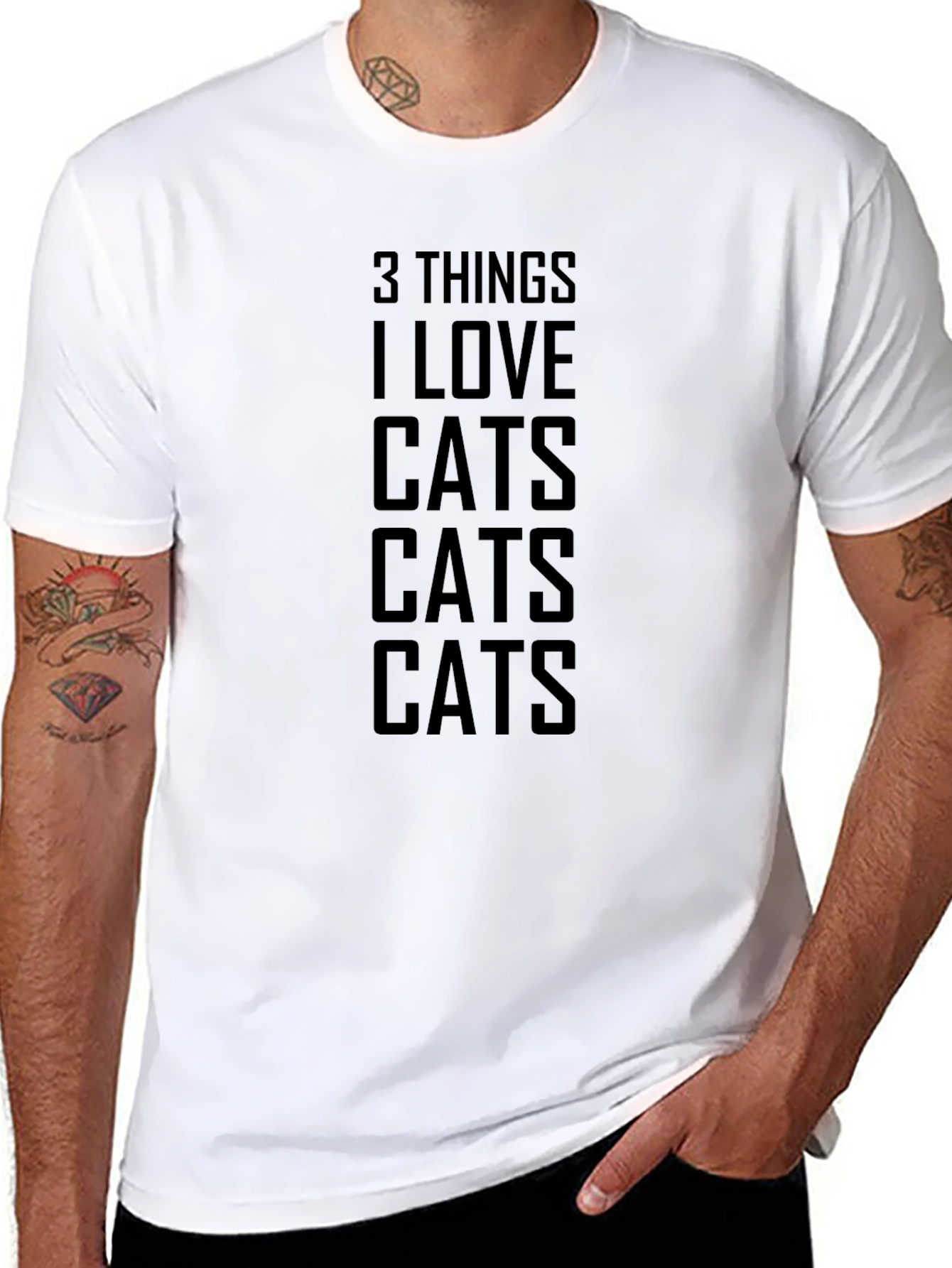 3 Things I Love Cats Graphic Tee - Black
