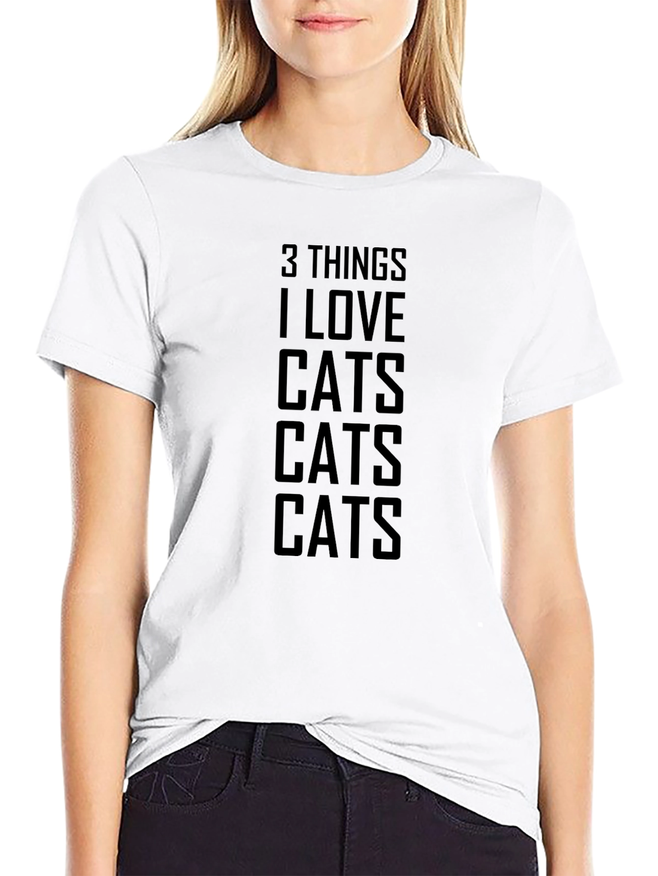 3 Things I Love Cats Graphic Tee - Black