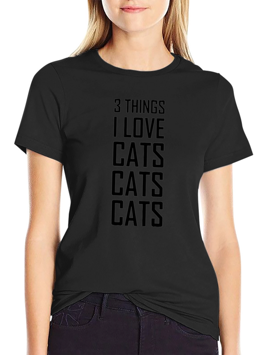 3 Things I Love Cats Graphic Tee - Black